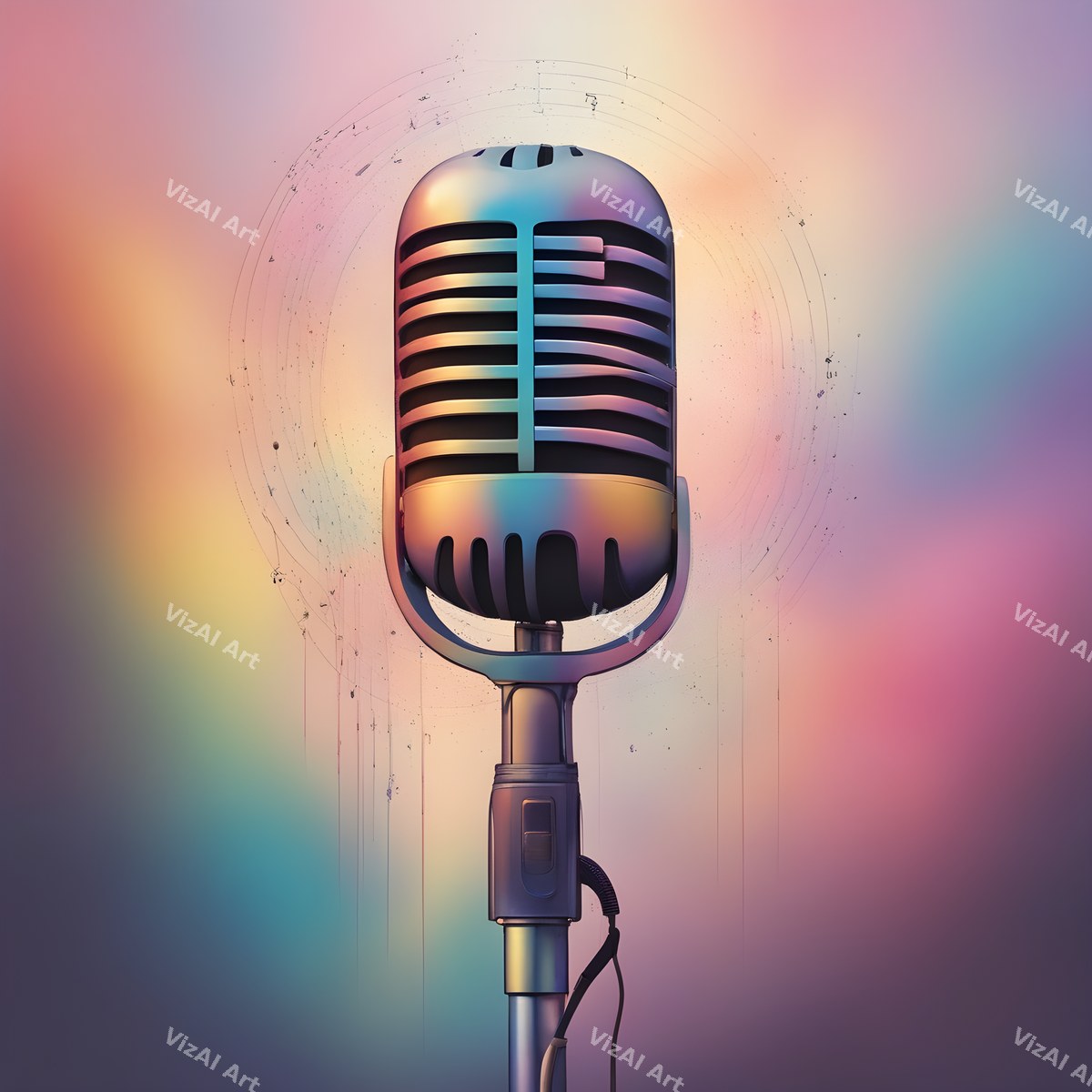 Pastel Haze Vintage Microphone Art — print 7