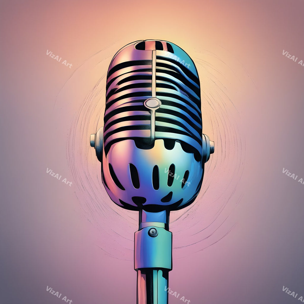 Pastel Haze Vintage Microphone Art — print 11