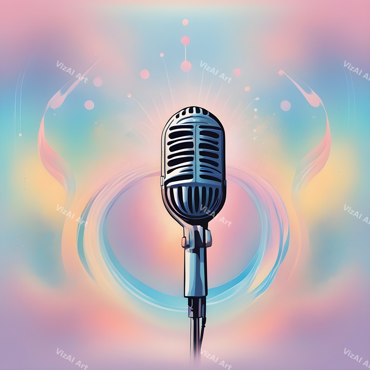 Pastel Haze Vintage Microphone Art — print 12