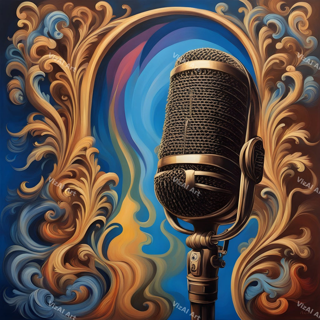 Baroque Gilt Frame Microphone Art — print 2