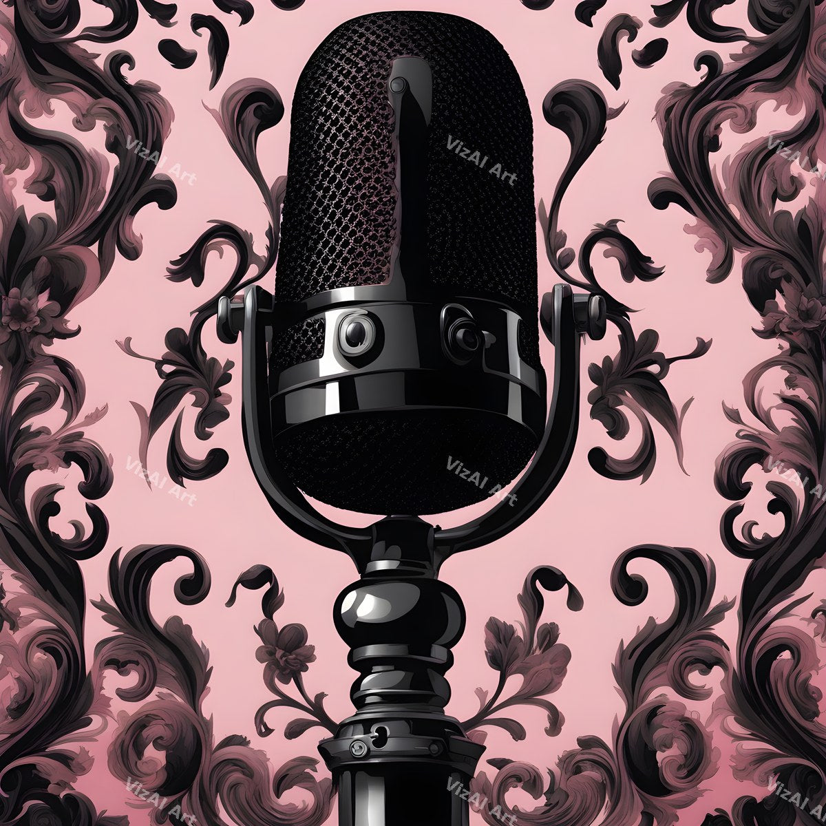 Baroque Gilt Frame Microphone Art — print 3