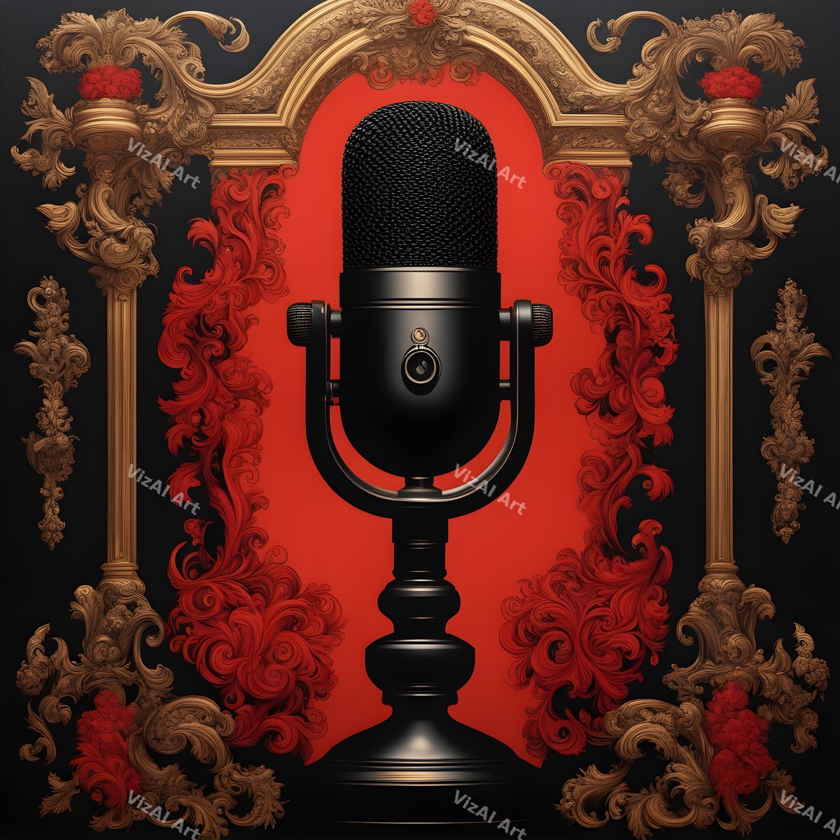 Baroque Gilt Frame Microphone Art — print 5
