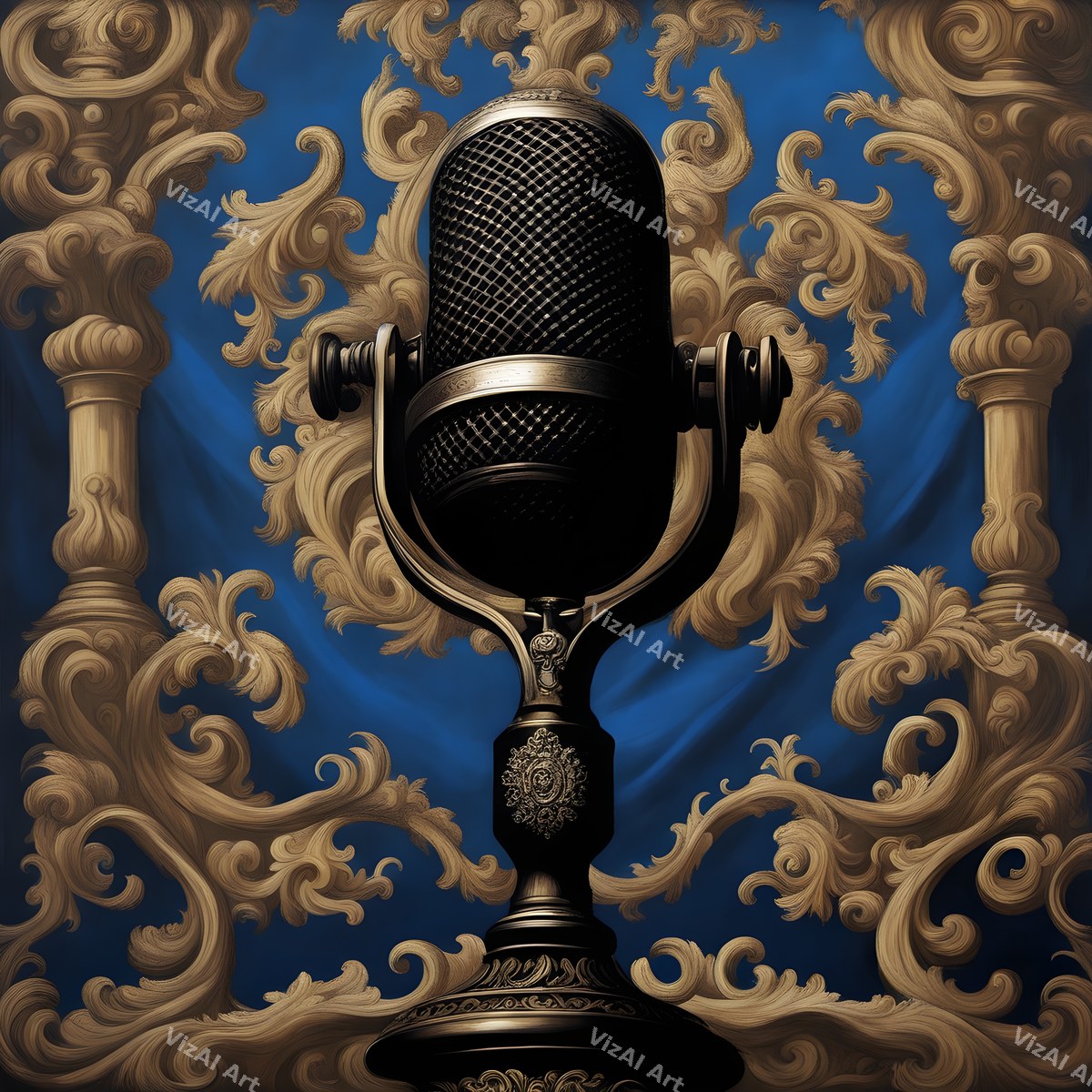 Baroque Gilt Frame Microphone Art — print 6