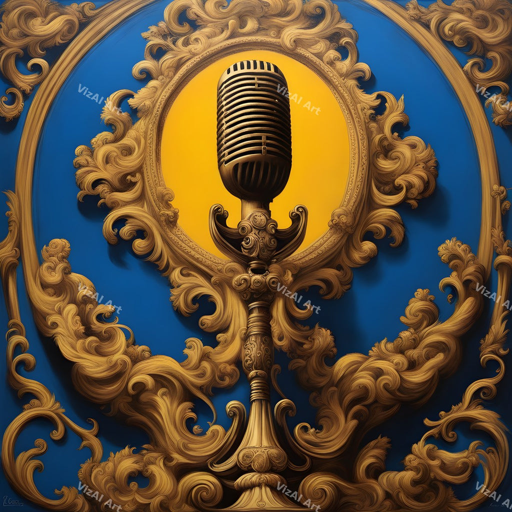 Baroque Gilt Frame Microphone Art — print 7