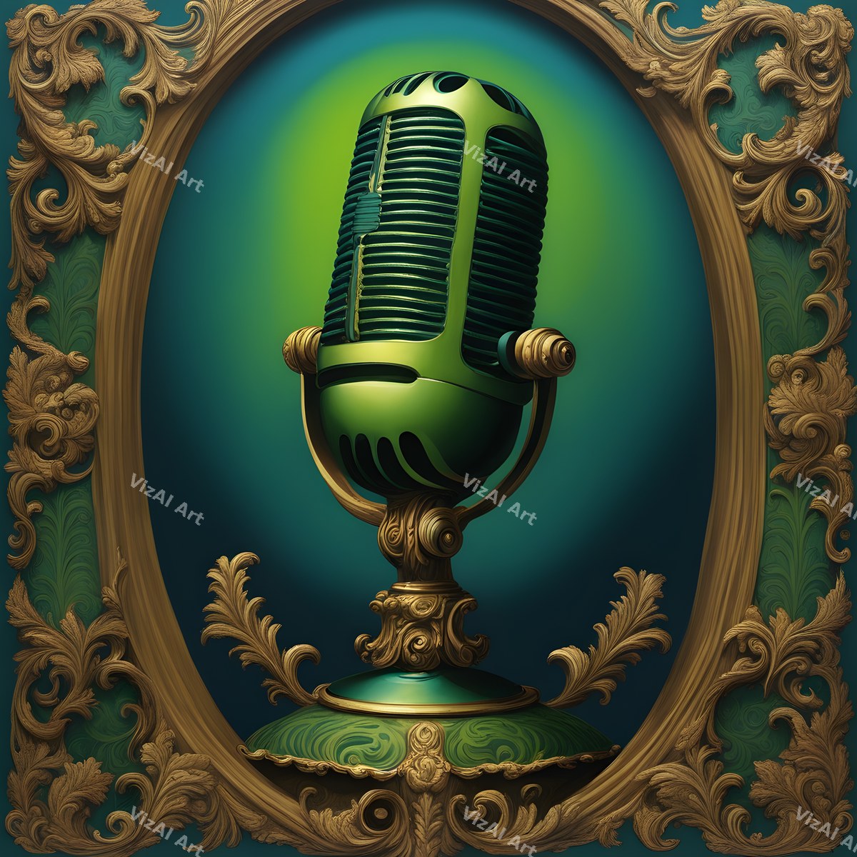 Baroque Gilt Frame Microphone Art — print 8