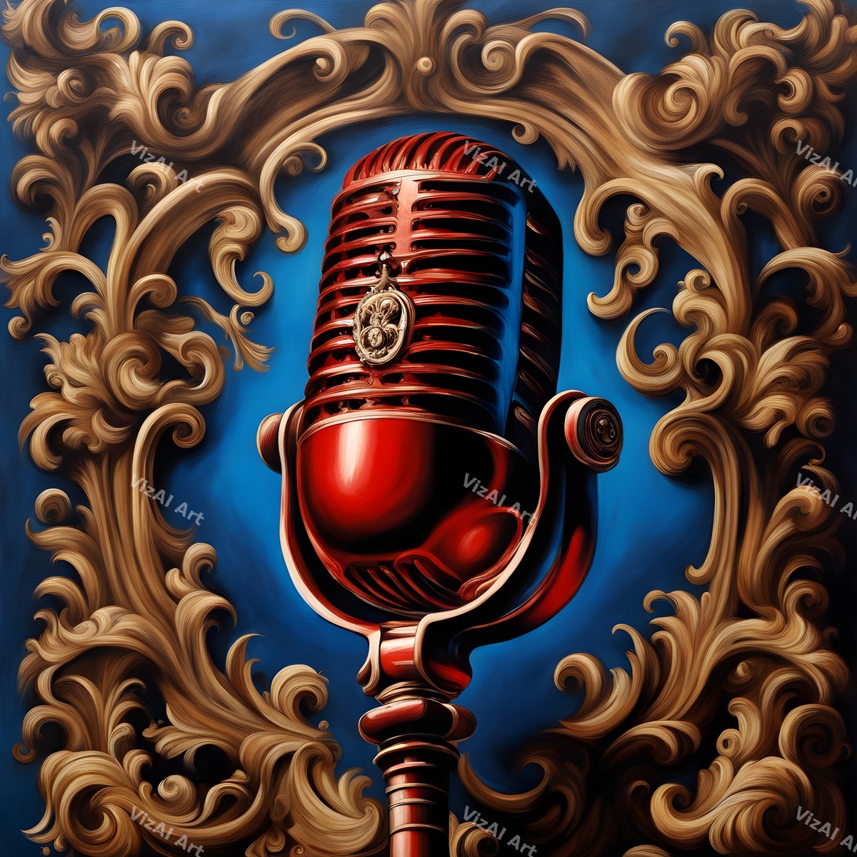 Baroque Gilt Frame Microphone Art — print 9