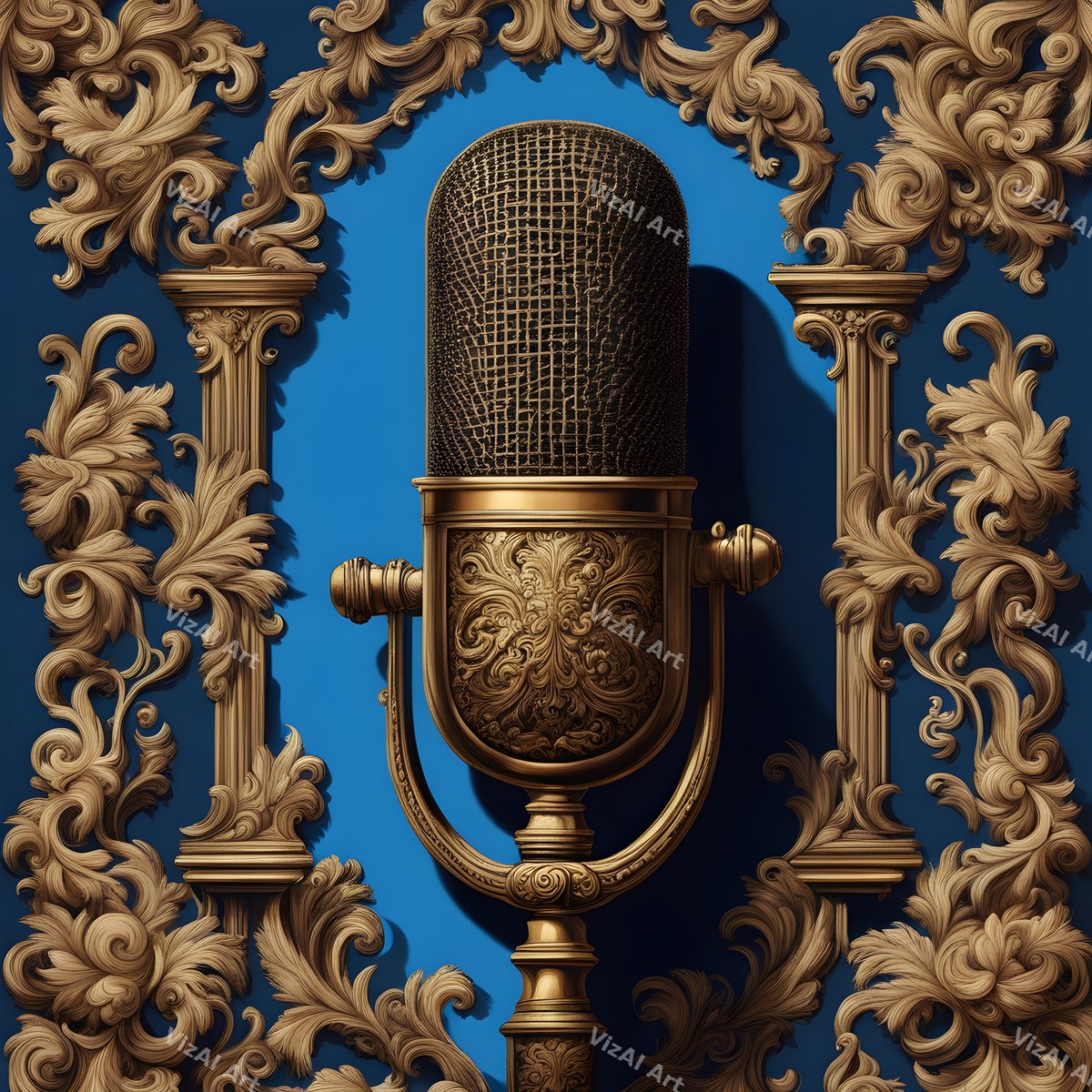 Baroque Gilt Frame Microphone Art — print 11