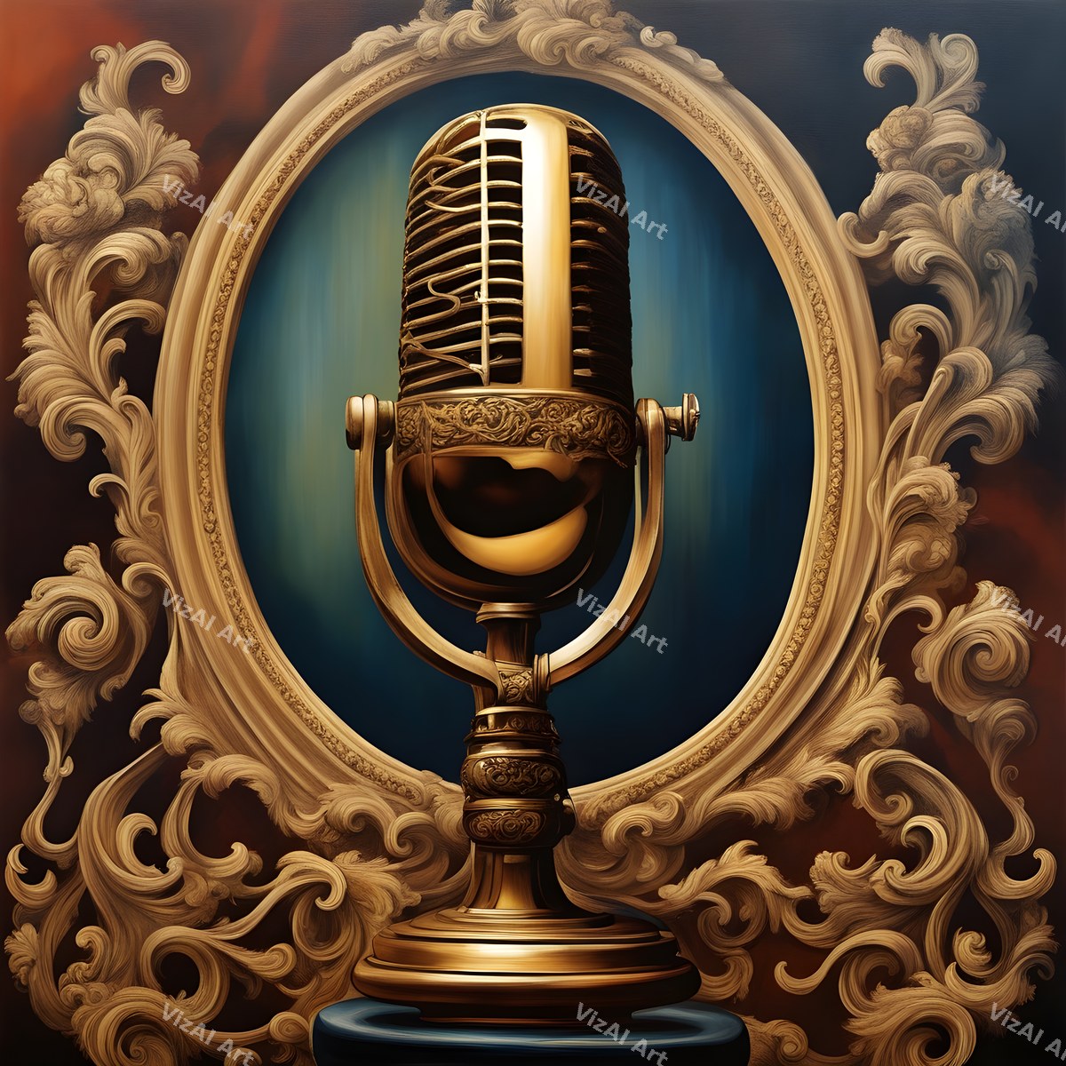 Baroque Gilt Frame Microphone Art — print 12