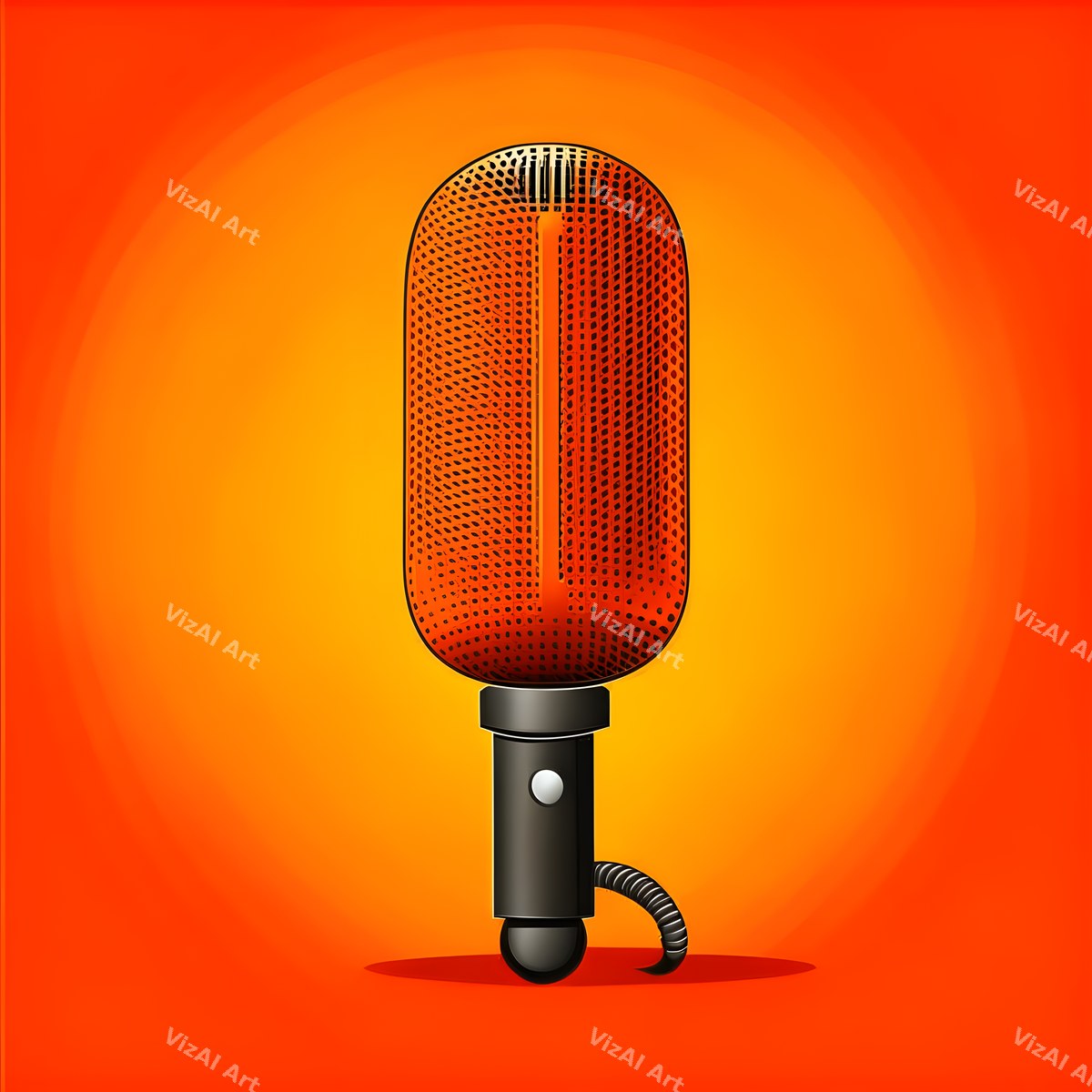 Golden Capsule Glow Microphone Art — print 1