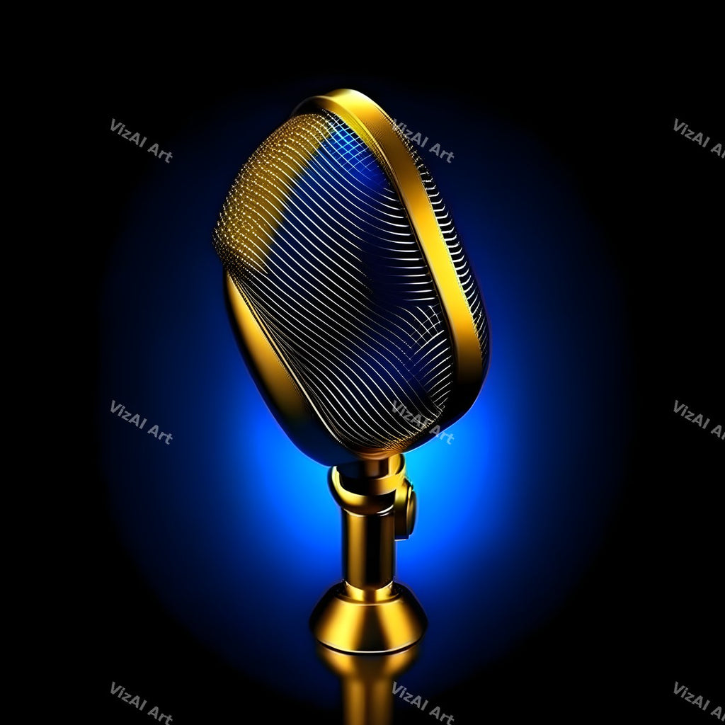 Golden Capsule Glow Microphone Art — print 2