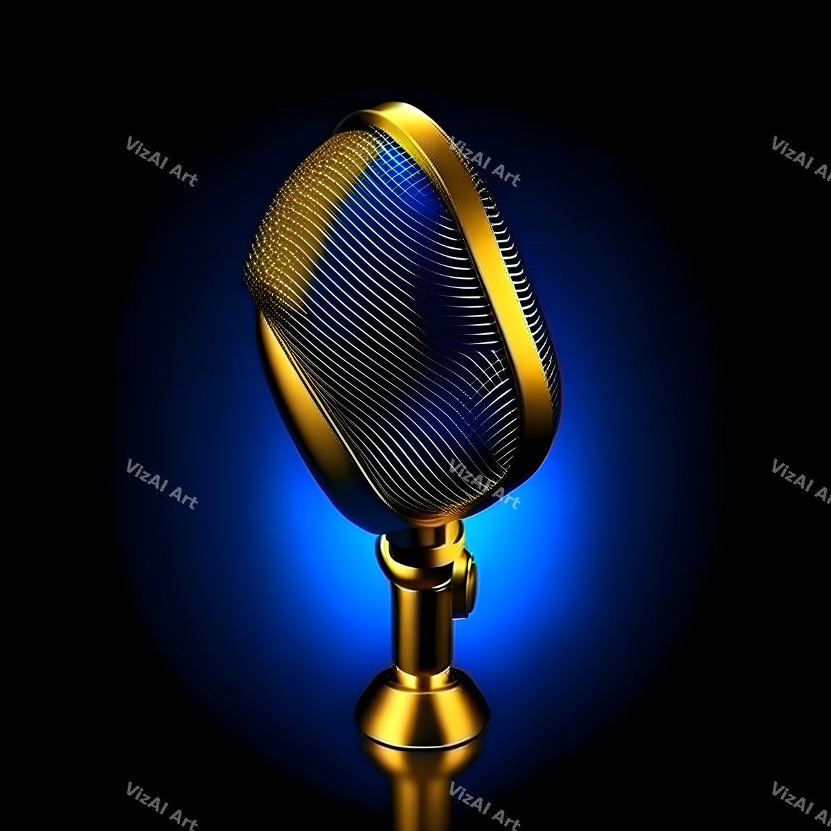 Golden Capsule Glow Microphone Art — print 2