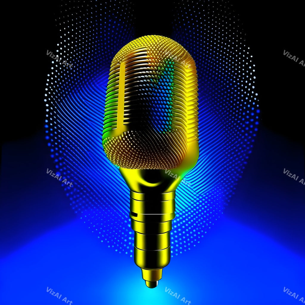 Golden Capsule Glow Microphone Art — print 3