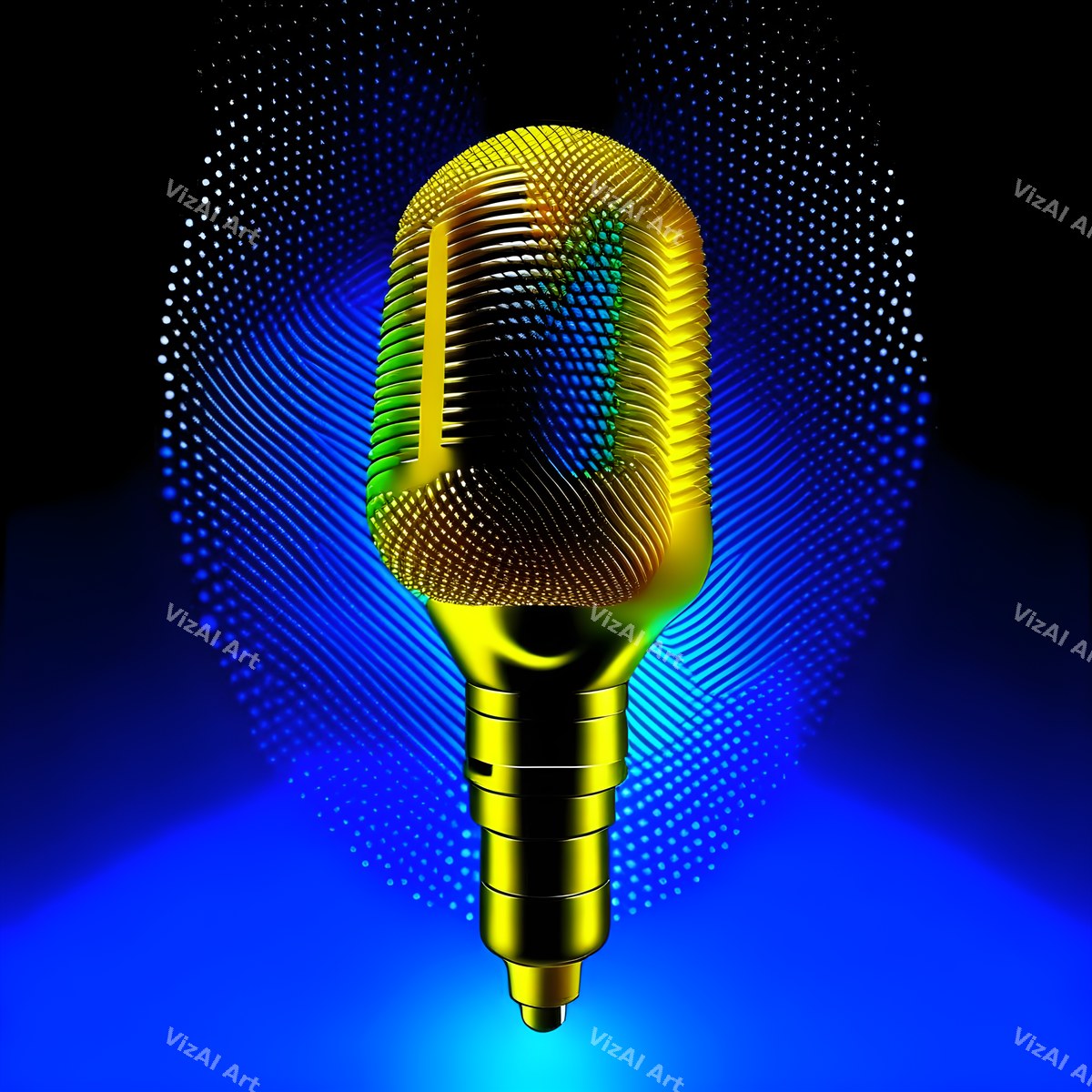 Golden Capsule Glow Microphone Art — print 3