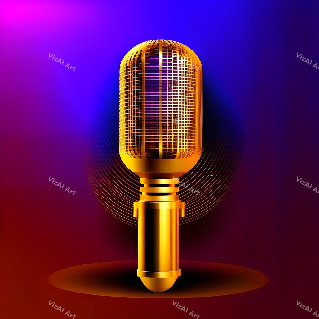 Golden Capsule Glow Microphone Art — print 4