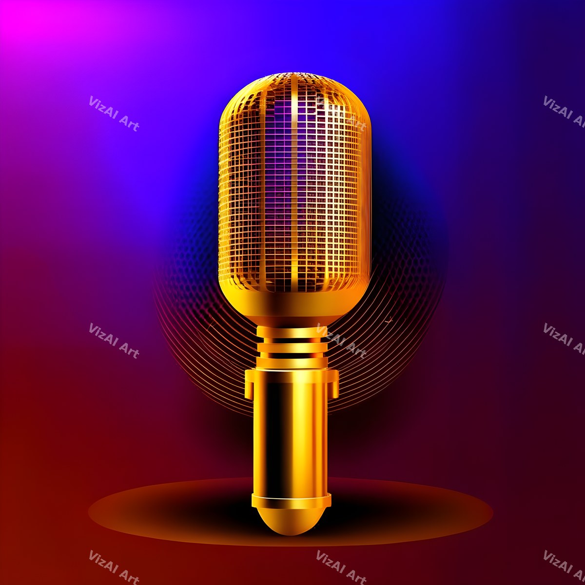 Golden Capsule Glow Microphone Art — print 4