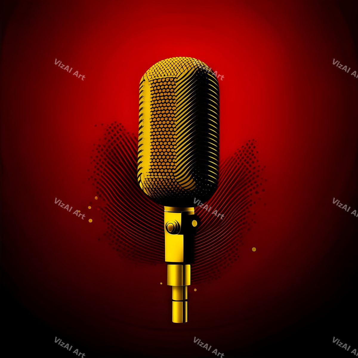 Golden Capsule Glow Microphone Art — print 6