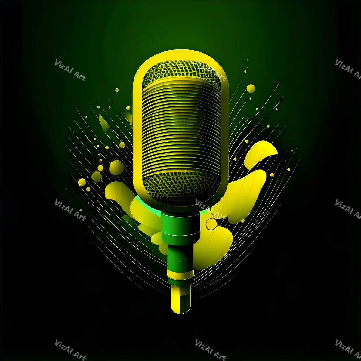 Golden Capsule Glow Microphone Art — print 7