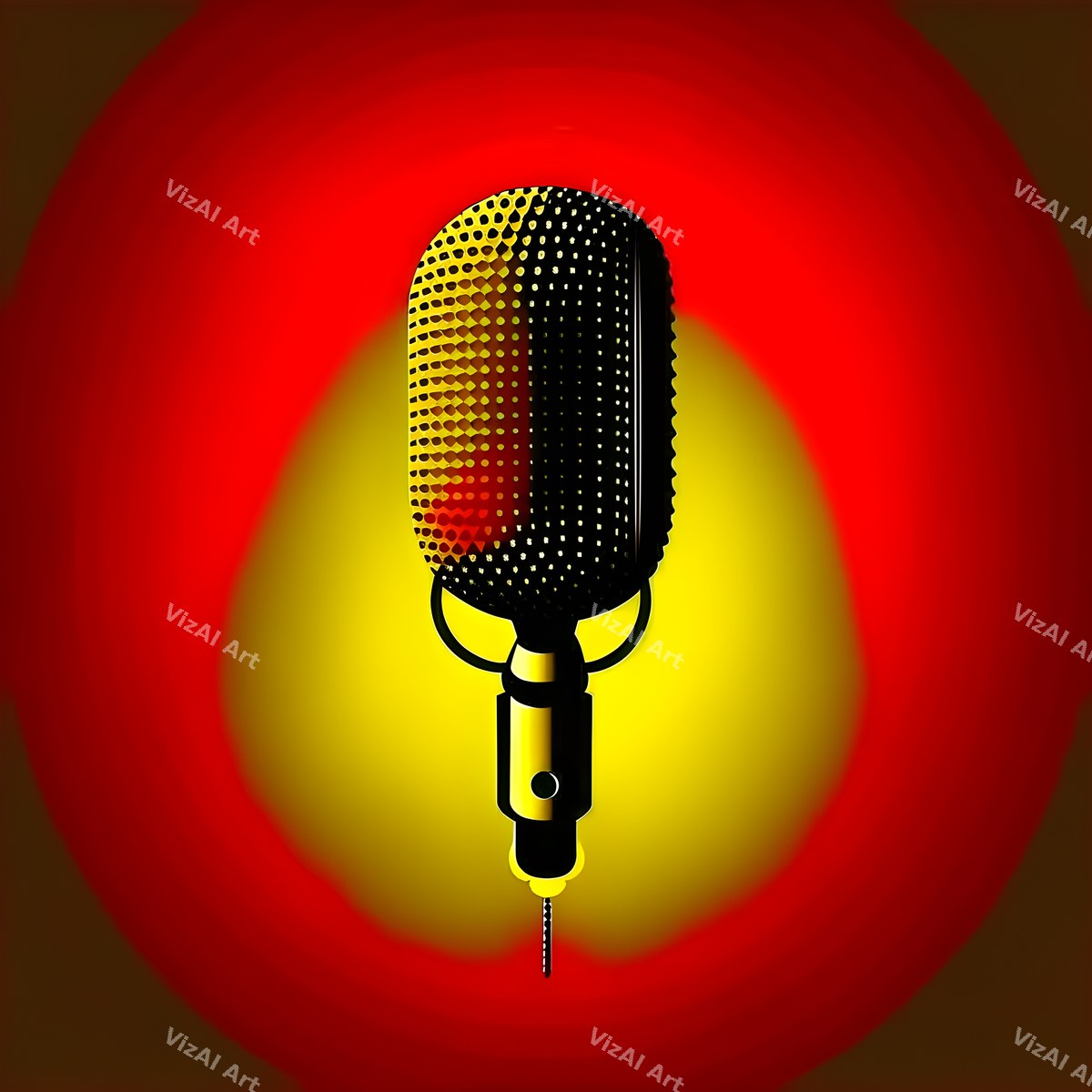 Golden Capsule Glow Microphone Art — print 8