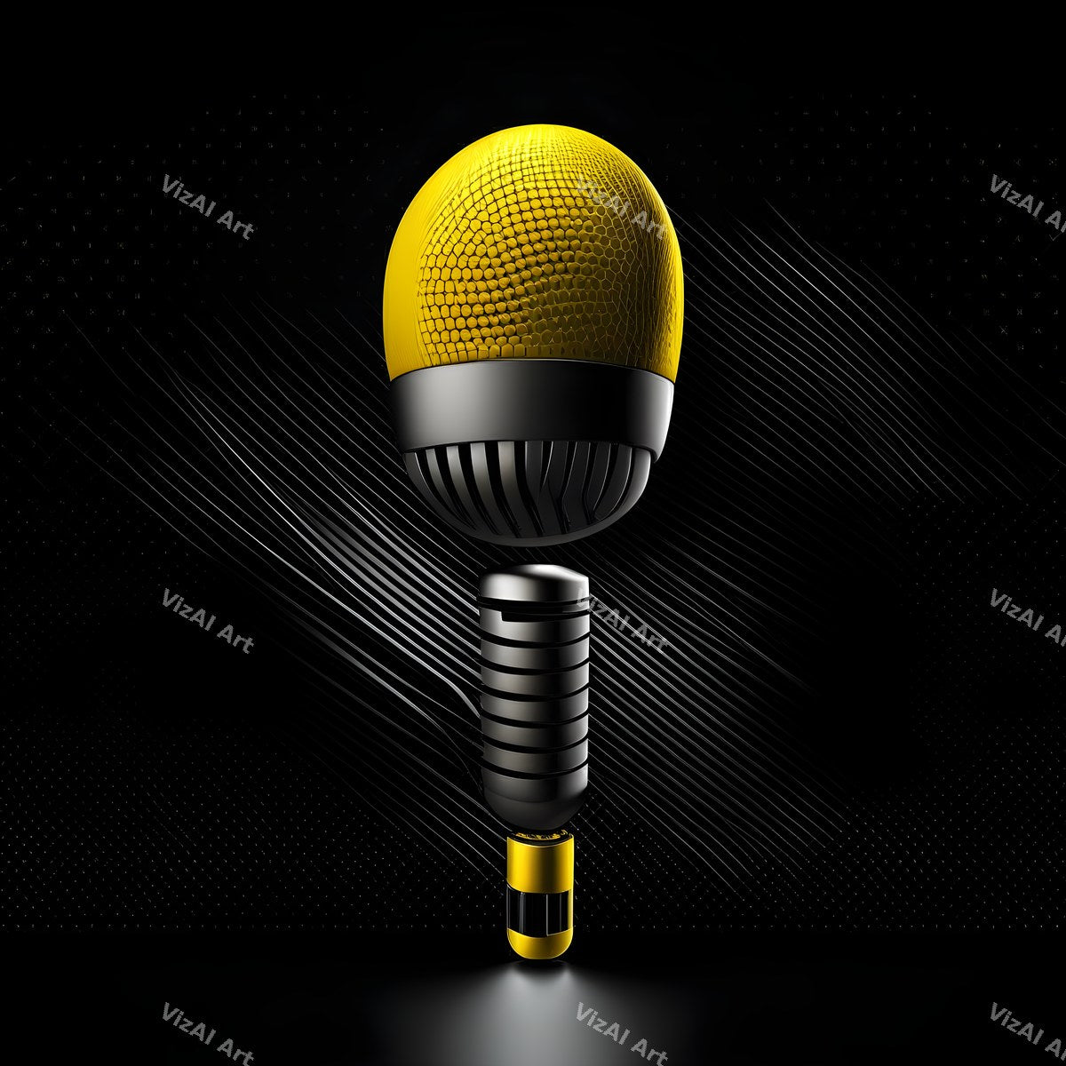 Golden Capsule Glow Microphone Art — print 9
