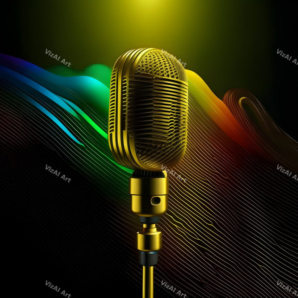 Golden Capsule Glow Microphone Art — print 10