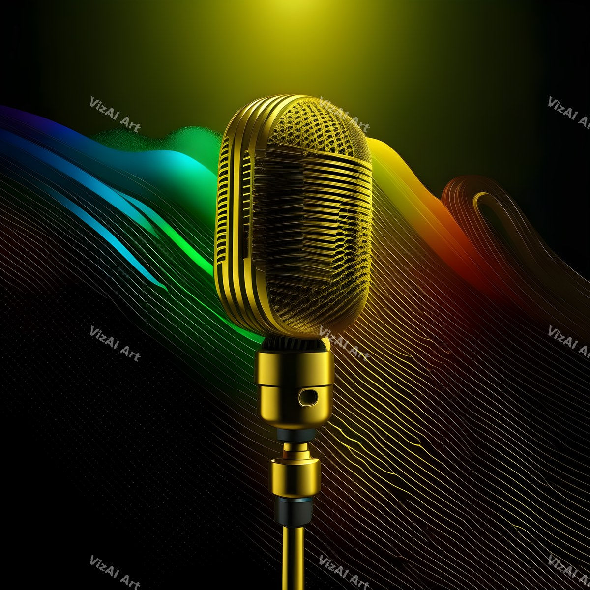 Golden Capsule Glow Microphone Art — print 10