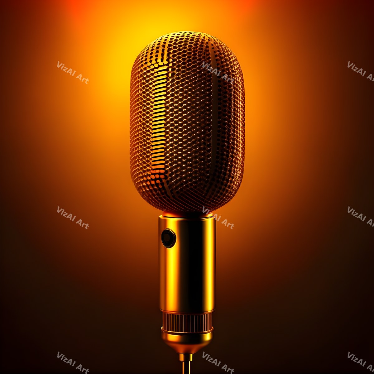Golden Capsule Glow Microphone Art — print 12