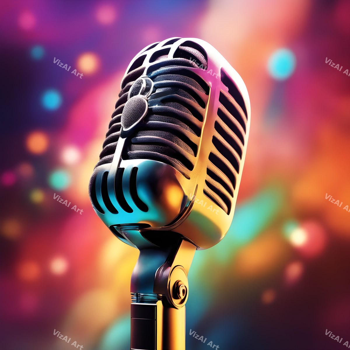Colour Burst Spotlight Microphone Art — print 2