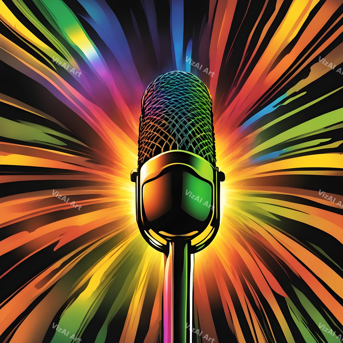 Colour Burst Spotlight Microphone Art — print 5