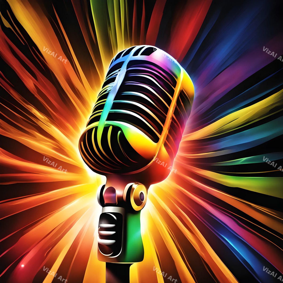 Colour Burst Spotlight Microphone Art — print 6