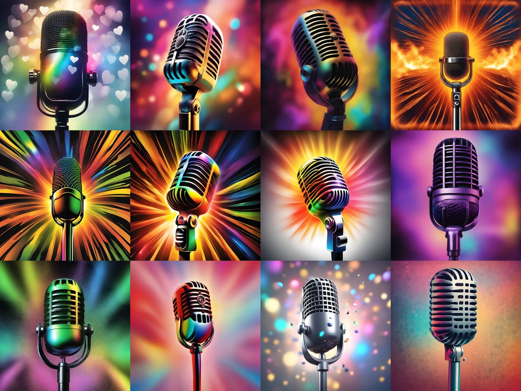 Colour Burst Spotlight Microphone Art — Choose Your Print