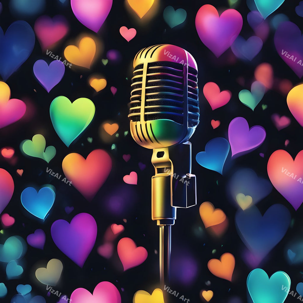 Hearts, Stars & Rainbow Pop Microphone Art — print 1