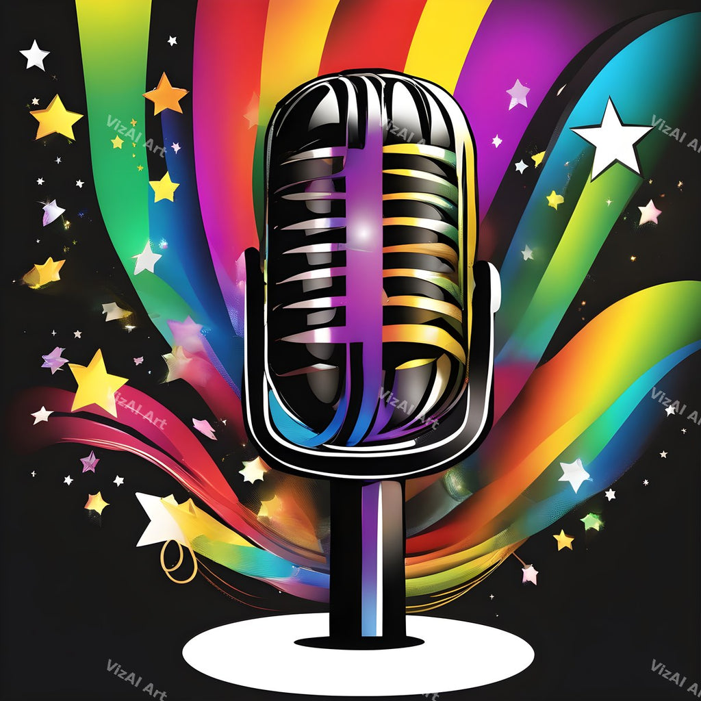 Hearts, Stars & Rainbow Pop Microphone Art — print 2