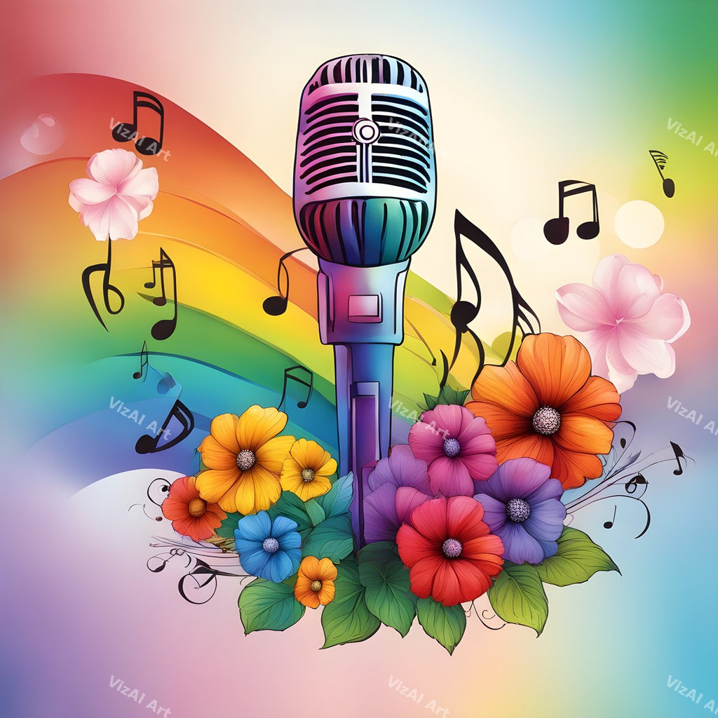 Hearts, Stars & Rainbow Pop Microphone Art — print 4