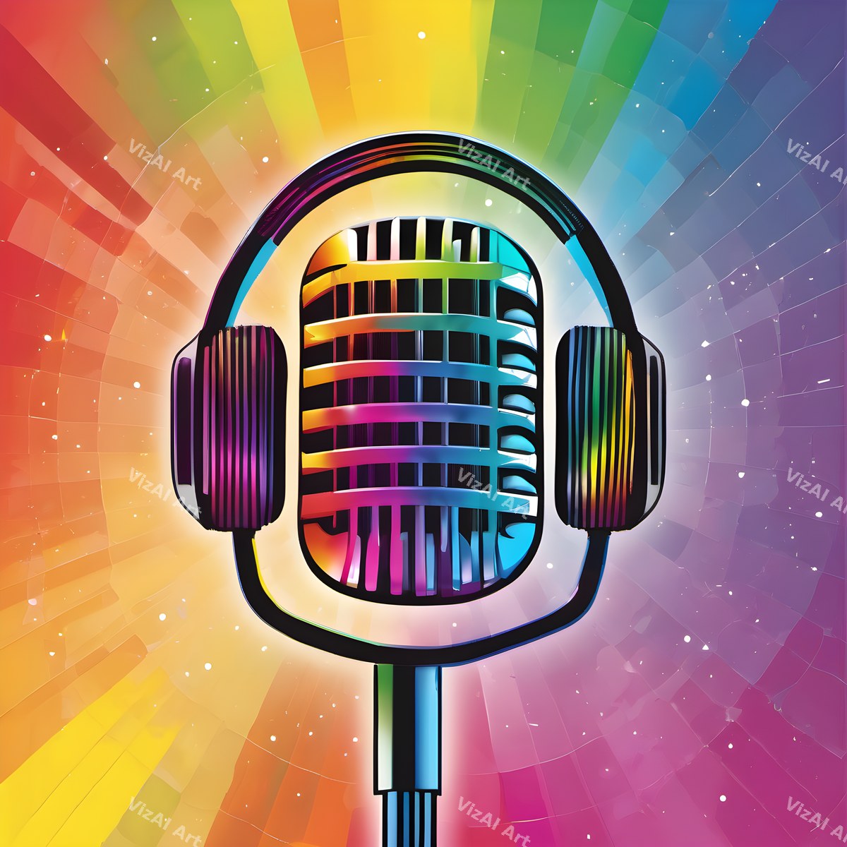 Hearts, Stars & Rainbow Pop Microphone Art — print 5