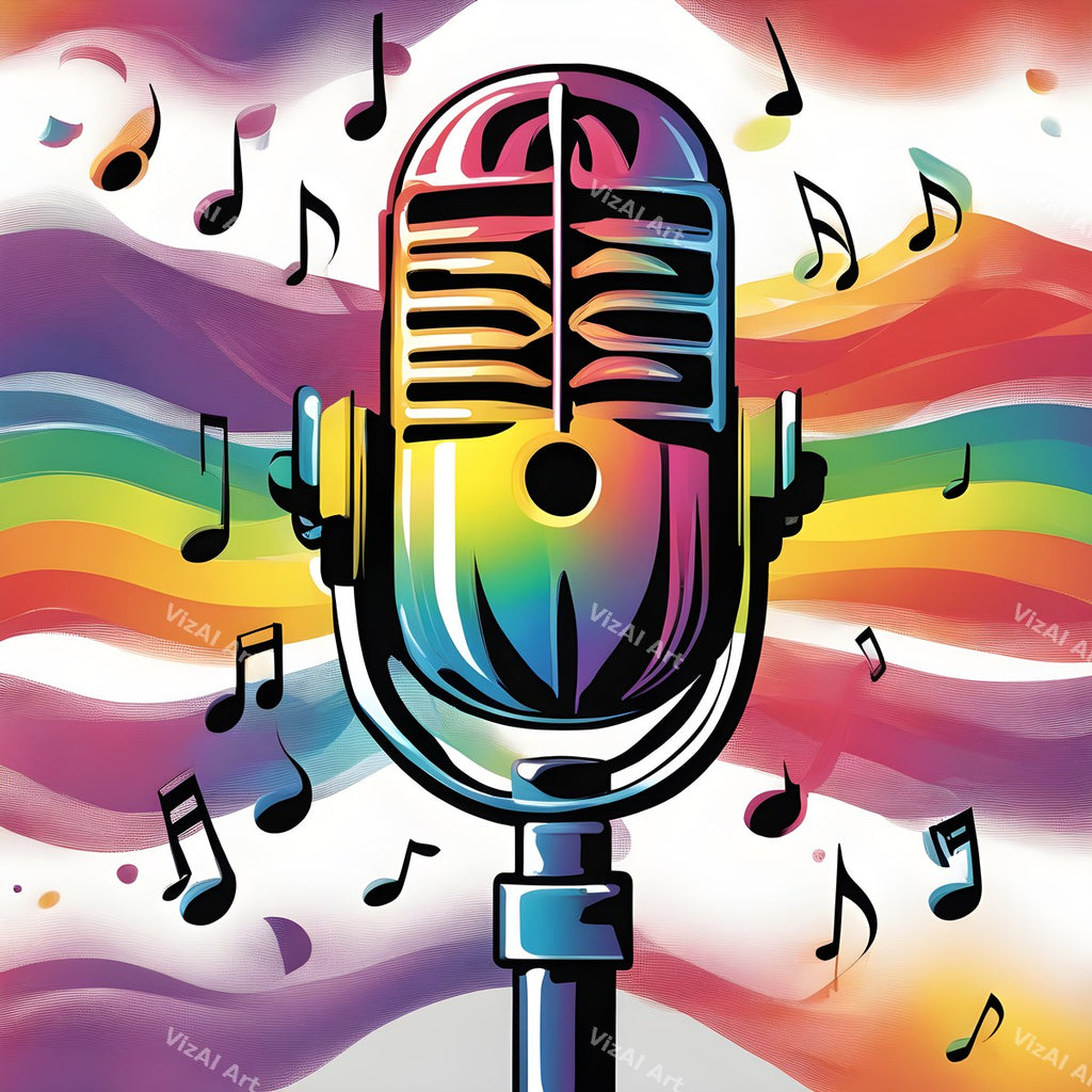 Hearts, Stars & Rainbow Pop Microphone Art — print 6