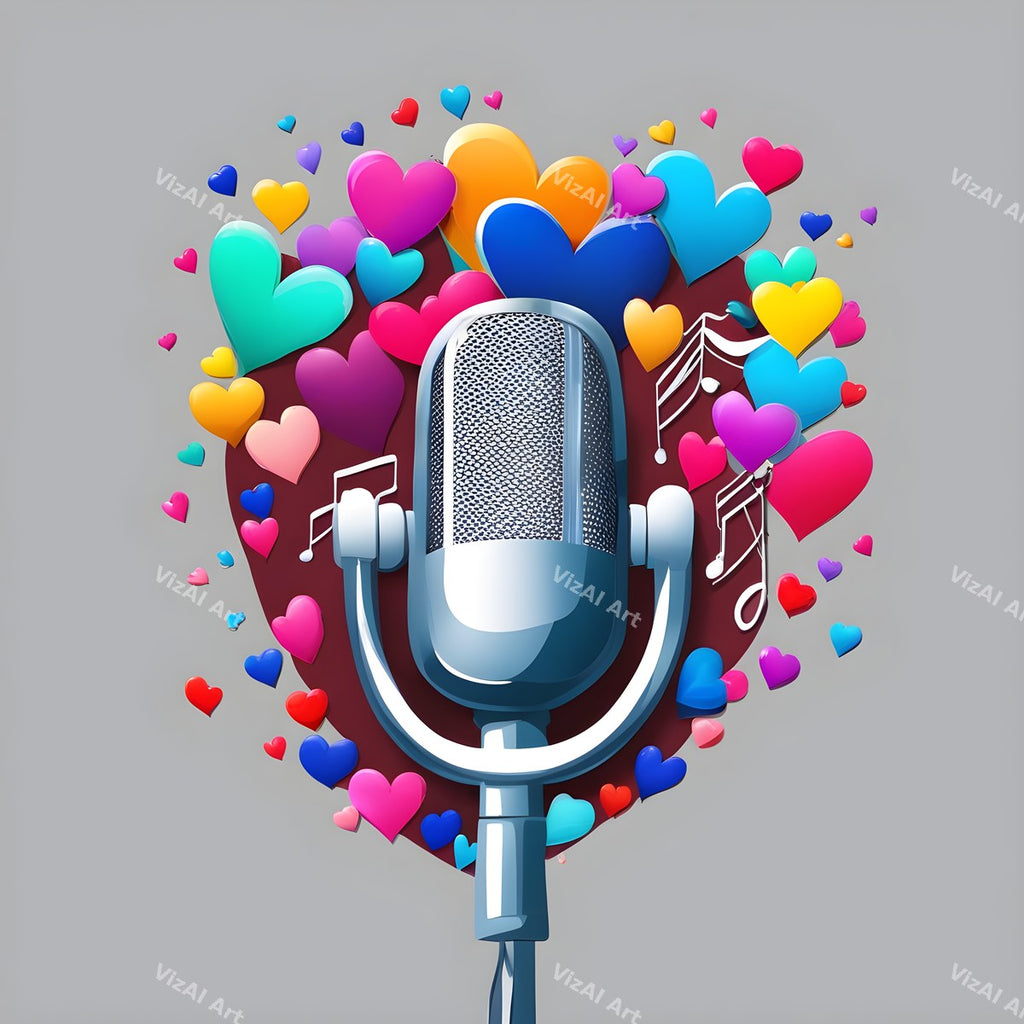 Hearts, Stars & Rainbow Pop Microphone Art — print 8