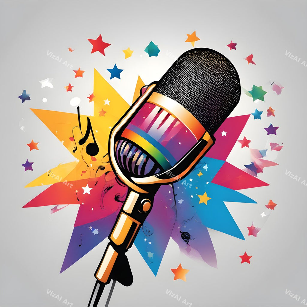 Hearts, Stars & Rainbow Pop Microphone Art — print 10
