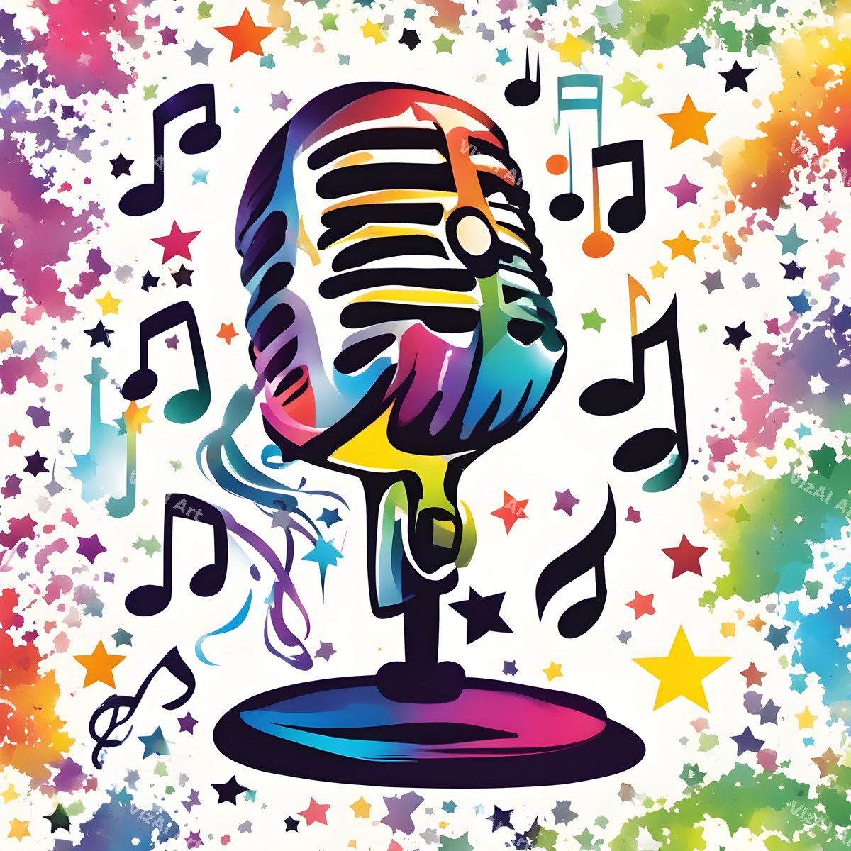 Hearts, Stars & Rainbow Pop Microphone Art — print 11