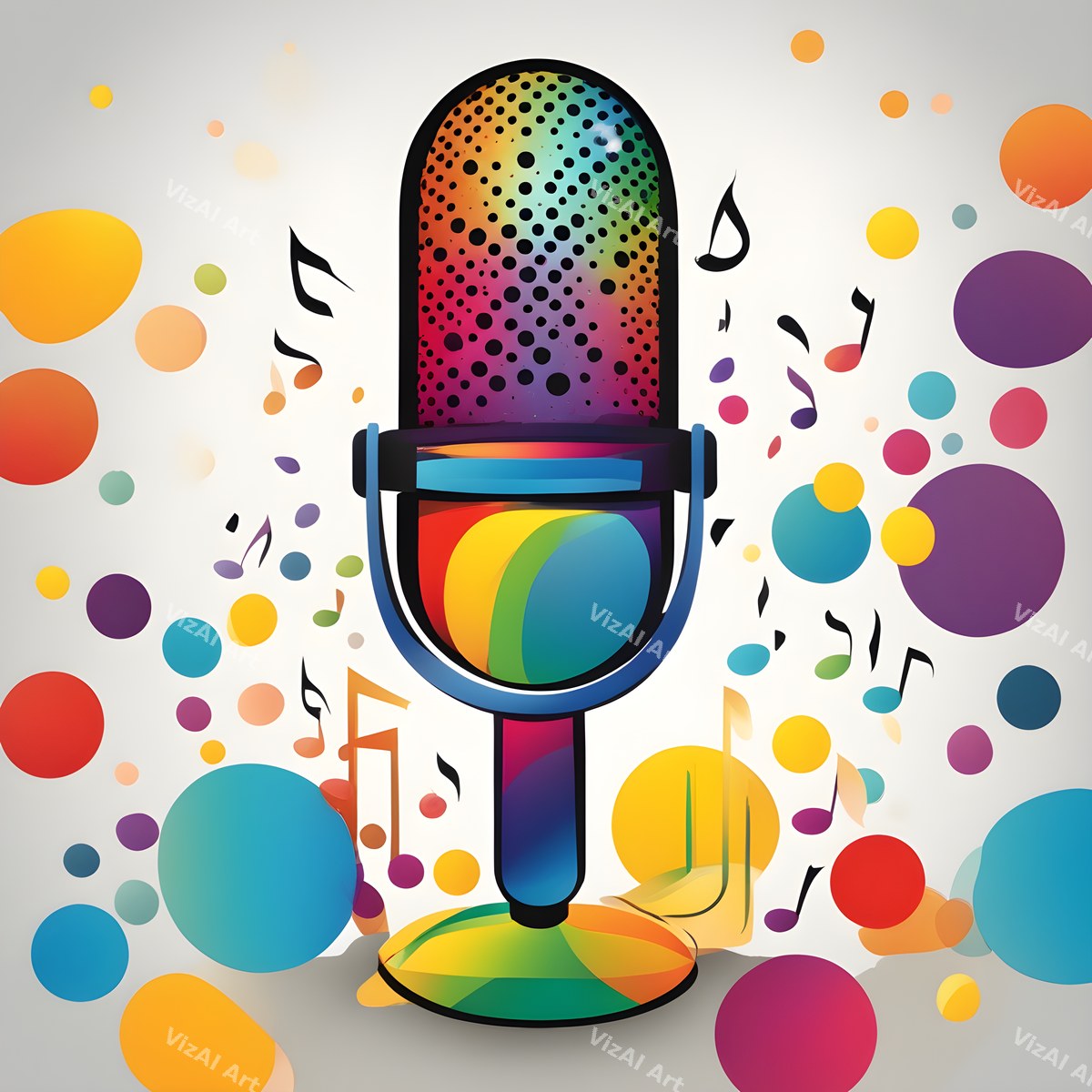 Hearts, Stars & Rainbow Pop Microphone Art — print 12