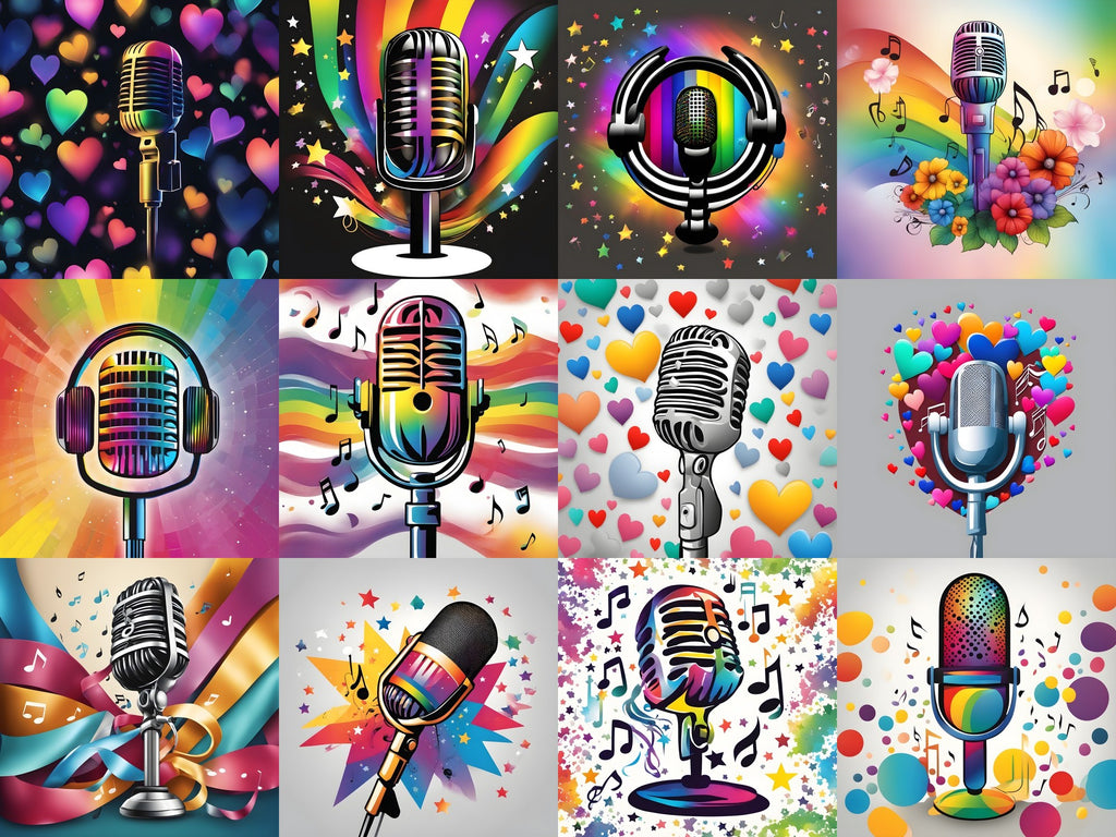 Hearts, Stars & Rainbow Pop Microphone Art — Choose Your Print