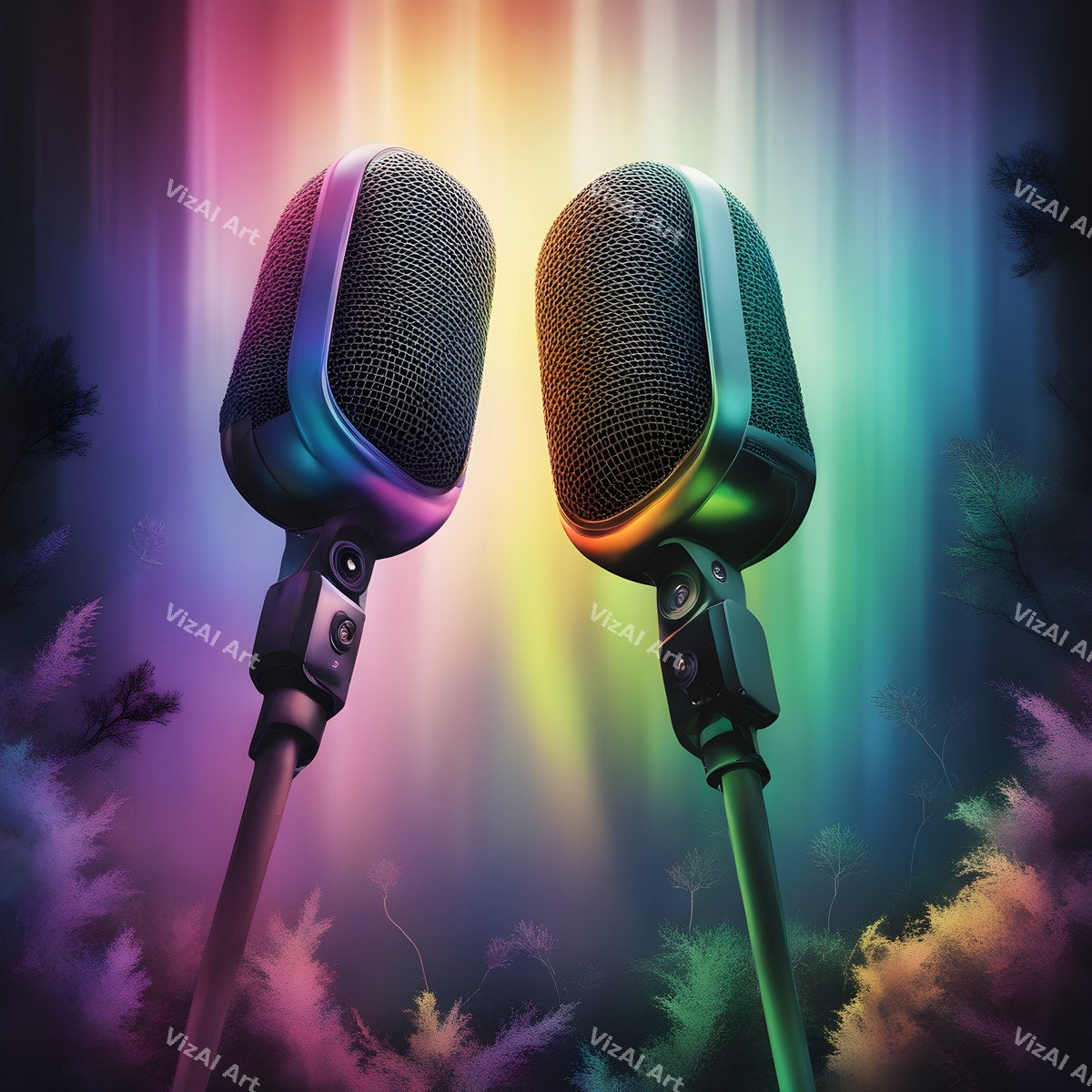 Misty Forest Microphone Art — print 2