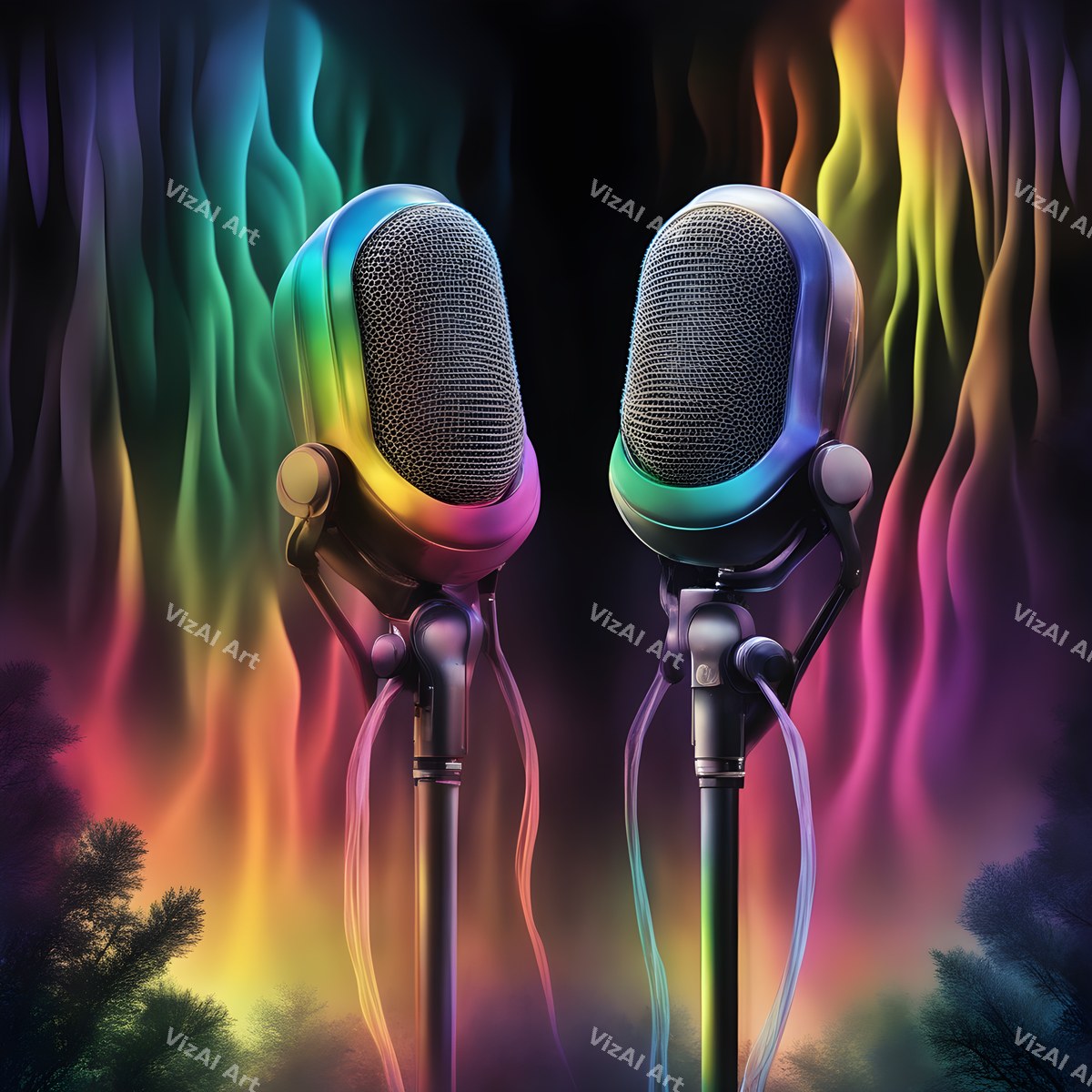 Misty Forest Microphone Art — print 3