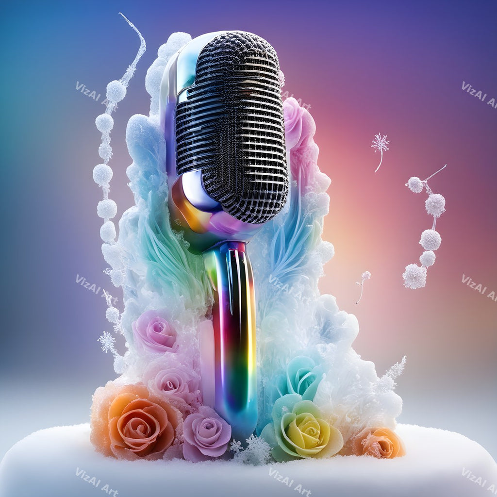 Pastel Butterflies & Frost Microphone Art — print 1