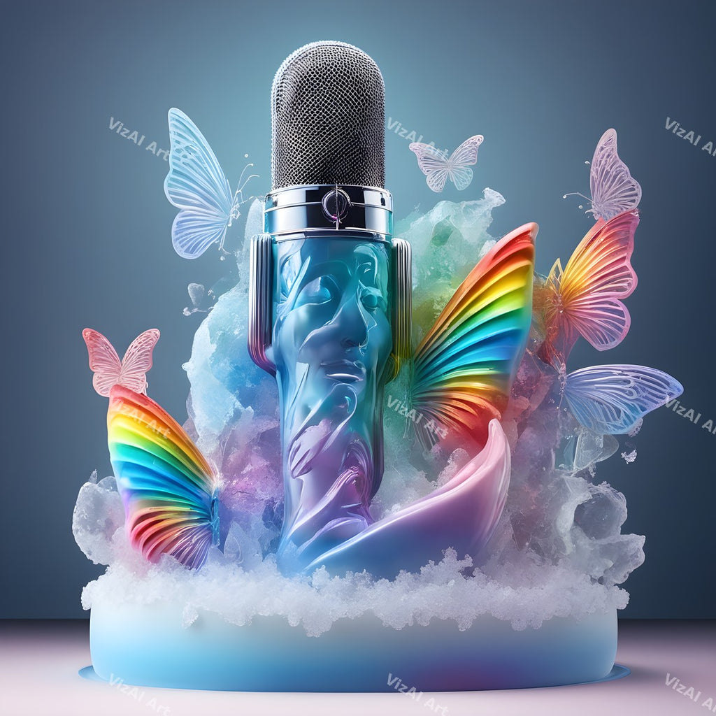 Pastel Butterflies & Frost Microphone Art — print 3