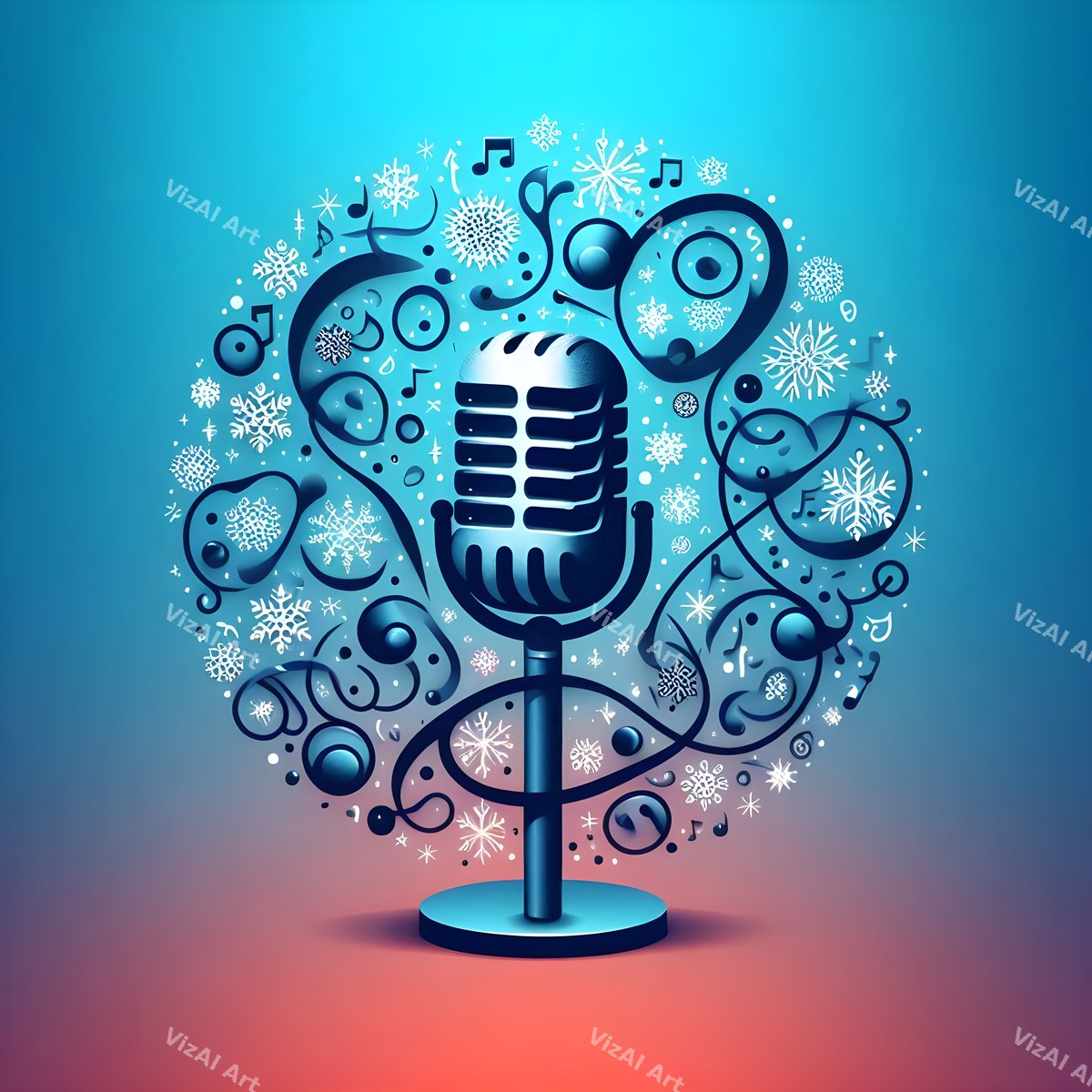 Pastel Butterflies & Frost Microphone Art — print 7