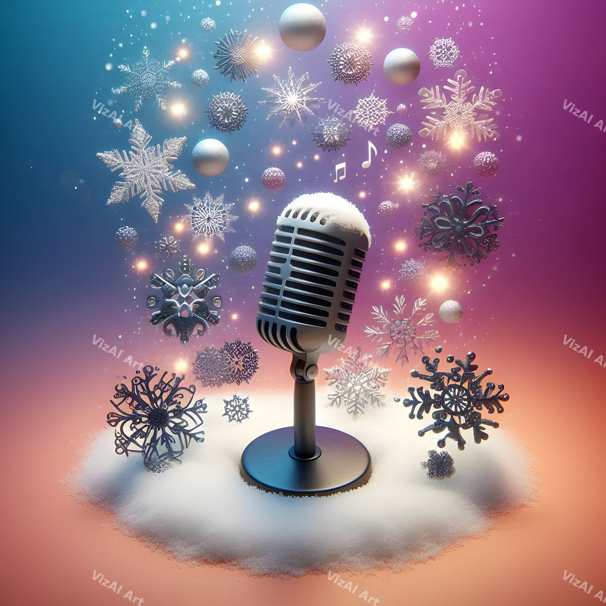 Pastel Butterflies & Frost Microphone Art — print 8