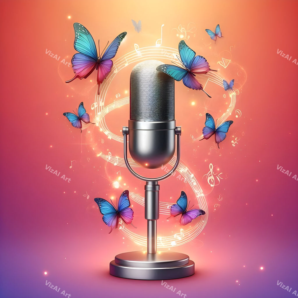 Pastel Butterflies & Frost Microphone Art — print 12