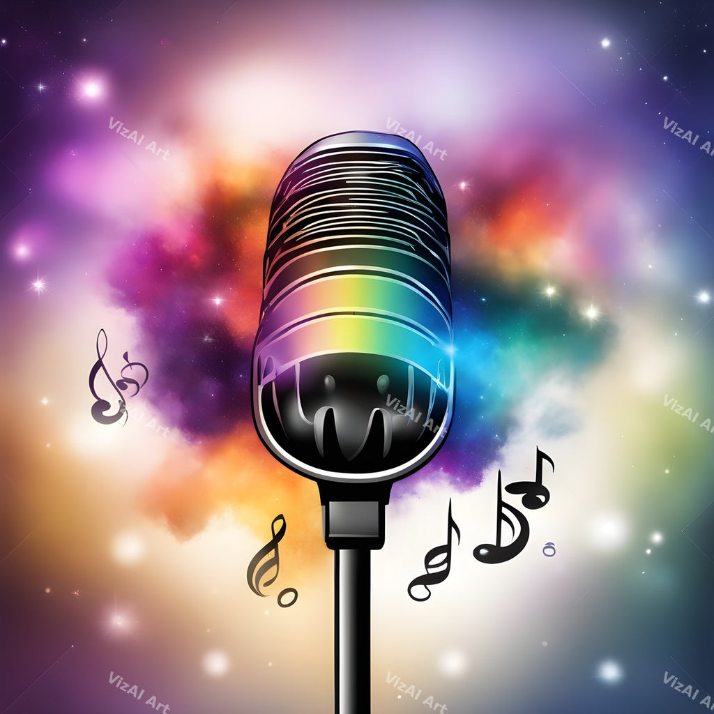 Swirling Notes Explosion Microphone Art — print 2