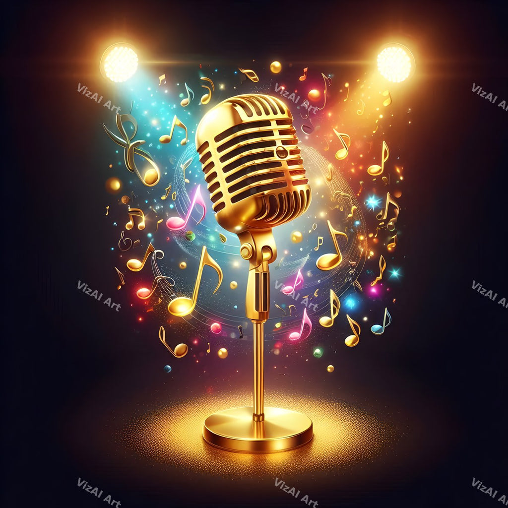 Swirling Notes Explosion Microphone Art — print 3