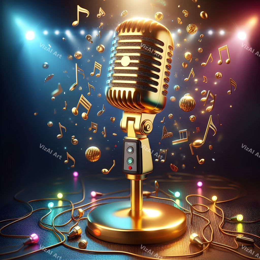 Swirling Notes Explosion Microphone Art — print 4